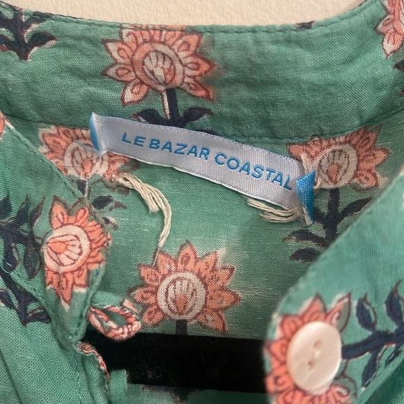 Le Bazar Coastal Green Floral Block Print Dress - Picture 3 of 4